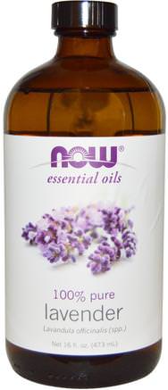 Essential Oils, Lavender, 16 fl oz (473 ml) by Now Foods-Bad, Skönhet, Aromterapi Eteriska Oljor, Lavendel Olja