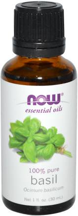 Essential Oils, Basil, 1 fl oz (30 ml) by Now Foods-Bad, Skönhet, Aromterapi Eteriska Oljor, Basilika Olja