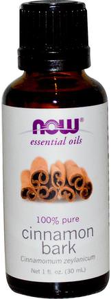 Essential Oils, Cinnamon Bark, 1 fl oz (30 ml) by Now Foods-Bad, Skönhet, Aromaterapi Eteriska Oljor, Kanelolja