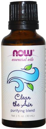 Essential Oils, Clear the Air, Purifying Blend, 1 fl oz (30 ml) by Now Foods-Bad, Skönhet, Aromaterapi Eteriska Oljor
