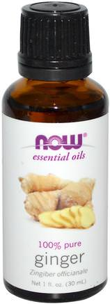 Essential Oils, Ginger, 1 fl oz (30 ml) by Now Foods-Bad, Skönhet, Aromaterapi Eteriska Oljor, Ingefäraolja