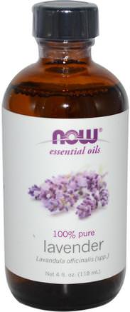 Essential Oils, Lavender, 4 fl oz (118 ml) by Now Foods-Bad, Skönhet, Aromterapi Eteriska Oljor, Lavendel Olja