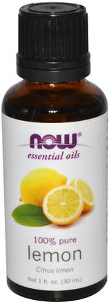 Essential Oils, Lemon, 1 fl oz (30 ml) by Now Foods-Bad, Skönhet, Aromterapi Eteriska Oljor, Citronolja