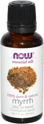 Essential Oils, Myrrh, 20% Oil Blend, 1 fl oz (30 ml) by Now Foods-Örter, Myrra Gummi, Aromaterapi Eteriska Oljor