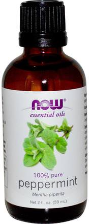 Essential Oils, Peppermint, 2 fl oz (59 ml) by Now Foods-Bad, Skönhet, Aromaterapi Eteriska Oljor, Pepparmynta Olja