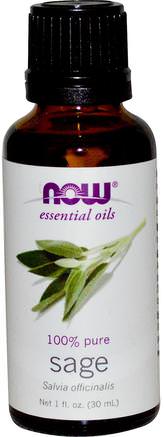 Essential Oils, Sage, 1 fl oz (30 ml) by Now Foods-Bad, Skönhet, Aromterapi Eteriska Oljor, Clary Salviaolja
