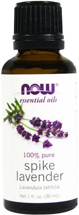 Essential Oils, Spike Lavender, 1 fl oz (30 ml) by Now Foods-Bad, Skönhet, Aromterapi Eteriska Oljor, Lavendel Olja