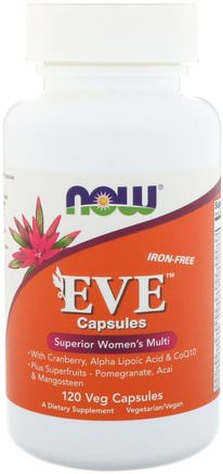 Eve Capsules, Superior Womens Multi, Iron-Free, 120 Veg Capsules by Now Foods-Vitaminer, Kvinnor Multivitaminer