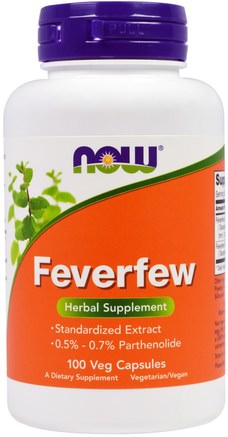Feverfew, 100 Veggie Caps by Now Foods-Hälsa, Huvudvärk, Örter, Feverfew