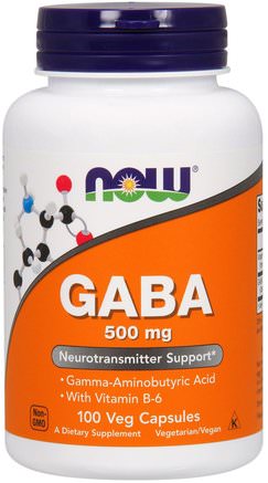 GABA, 500 mg, 100 Veg Capsules by Now Foods-Kosttillskott, Gaba (Gamma Aminosmörsyra)