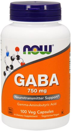 GABA, 750 mg, 100 Veg Capsules by Now Foods-Kosttillskott, Gaba (Gamma Aminosmörsyra)