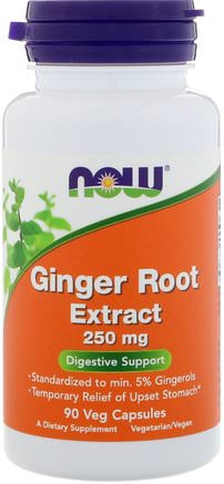 Ginger Root Extract, 250 mg, 90 Veg Capsules by Now Foods-Örter, Ingefära Rot, Matsmältning, Mage