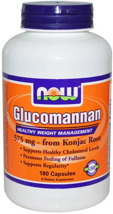 Glucomannan, 575 mg, 180 Capsules by Now Foods-Kosttillskott, Fiber, Glucomannan (Konjacrot), Hälsa, Förstoppning