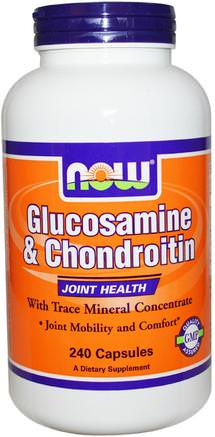 Glucosamine & Chondroitin, 240 Capsules by Now Foods-Kosttillskott, Glukosamin Kondroitin