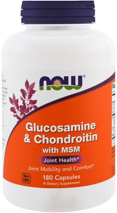 Glucosamine & Chondroitin with MSM, 180 Capsules by Now Foods-Kosttillskott, Glukosamin Kondroitin