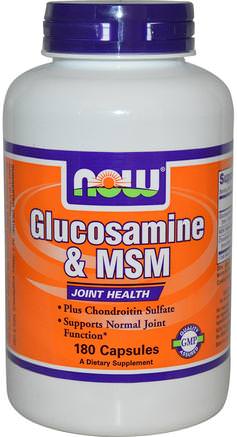 Glucosamine & MSM, 180 Veg Capsules by Now Foods-Kosttillskott, Glukosamin Kondroitin