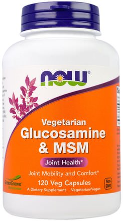 Glucosamine & MSM, Vegetarian, 120 Veg Capsules by Now Foods-Kosttillskott, Glukosamin Kondroitin