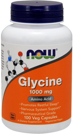 Glycine, 1.000 mg, 100 Veg Capsules by Now Foods-Kosttillskott, Aminosyror