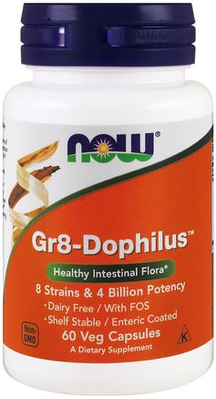 Gr8-Dophilus, 60 Veg Capsules by Now Foods-Kosttillskott, Probiotika, Acidophilus, Stabiliserade Probiotika