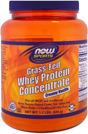 Grass-Fed Whey Protein Concentrate, Creamy Vanilla, 1.2 lbs (544 g) by Now Foods-Sport, Kosttillskott, Vassleprotein
