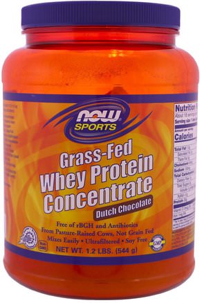 Grass-Fed Whey Protein Concentrate, Dutch Chocolate, 1.2 lbs (544 g) by Now Foods-Sport, Kosttillskott, Vassleprotein