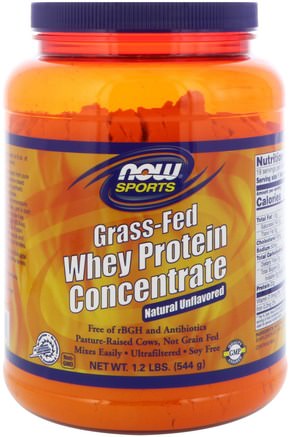 Grass-Fed Whey Protein Concentrate, Natural Unflavored, 1.2 lbs (544 g) by Now Foods-Sport, Kosttillskott, Vassleprotein