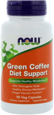 Green Coffee Diet Support, 90 Veg Capsules by Now Foods-Kosttillskott, Antioxidanter, Gröna Kaffebönaxtrakt, Viktminskning, Kost