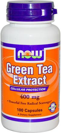Green Tea Extract, 400 mg, 100 Capsules by Now Foods-Kosttillskott, Antioxidanter, Grönt Te
