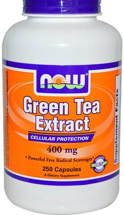 Green Tea Extract, 400 mg, 250 Veg Capsules by Now Foods-Kosttillskott, Antioxidanter, Grönt Te