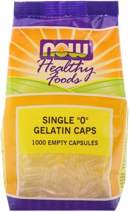 Single 0 Gelatin Caps, 1000 Empty Capsules by Now Foods-Tillägg, Tomma Kapslar, Tomma Kapslar 0