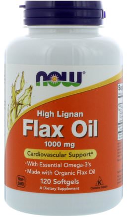 High Lignan Flax Oil, 1.000 mg, 120 Softgels by Now Foods-Kosttillskott, Efa Omega 3 6 9 (Epa Dha), Linfröolja, Linfröolja