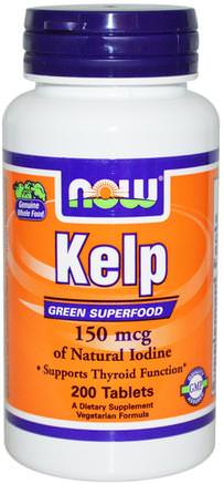 Kelp, 150 mcg, 200 Tablets by Now Foods-Kosttillskott, Mineraler, Jod, Olika Alger, Kelp