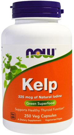 Kelp, Green Superfood, 250 Veggie Caps by Now Foods-Kosttillskott, Mineraler, Jod, Olika Alger, Kelp