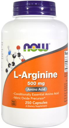 L-Arginine, 500 mg, 250 Capsules by Now Foods-Kosttillskott, Aminosyror, L Arginin