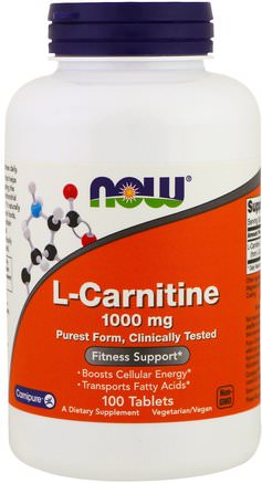 L-Carnitine, 1000 mg, 100 Tablets by Now Foods-Kosttillskott, Aminosyror, L Karnitin