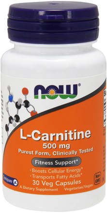 L-Carnitine, 500 mg, 60 Veg Capsules by Now Foods-Kosttillskott, Aminosyror, L Karnitin