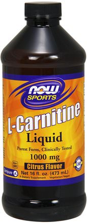 L-Carnitine Liquid, Citrus Flavor, 1.000 mg, 16 fl oz (473 ml) by Now Foods-Kosttillskott, Aminosyror, L Karnitin, L Karnitinvätska