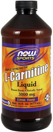 L-Carnitine Liquid, Triple Strength, Citrus Flavor, 3.000 mg, 16 fl oz (473 ml) by Now Foods-Kosttillskott, Aminosyror, L Karnitin