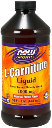 L-Carnitine Liquid, Tropical Punch Flavor, 1.000 mg, 16 fl oz (473 ml) by Now Foods-Kosttillskott, Aminosyror, L Karnitin, L Karnitinvätska