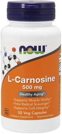 L-Carnosine, 500 mg, 50 Veg Capsules by Now Foods-Kosttillskott, Aminosyror, L Carnosin
