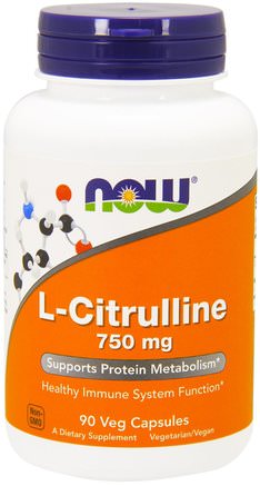 L-Citrulline, 750 mg, 90 Veg Capsules by Now Foods-Kosttillskott, Aminosyror, L Citrullin, Sport, Kväveoxid