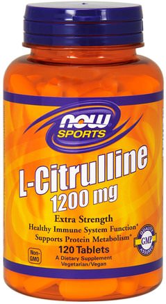 L-Citrulline, Extra Strength, 1.200 mg, 120 Tablets by Now Foods-Kosttillskott, Aminosyror, L Citrullin