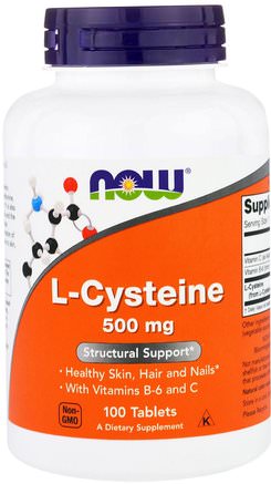 L-Cysteine, 500 mg, 100 Tablets by Now Foods-Kosttillskott, Aminosyror, L Cystein