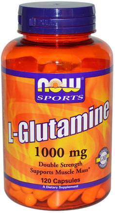L-Glutamine, Double Strength, 1.000 mg, 120 Capsules by Now Foods-Kosttillskott, Aminosyror, L Glutamin, L-Glutaminhylsor