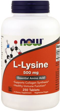 L-Lysine, 500 mg, 250 Tablets by Now Foods-Kosttillskott, Aminosyror, L Lysin