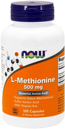 L-Methionine, 500 mg, 100 Capsules by Now Foods-Kosttillskott, Aminosyror, L Metionin