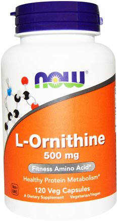 L-Ornithine, 500 mg, 120 Veg Capsules by Now Foods-Kosttillskott, Aminosyror, L Ornitin