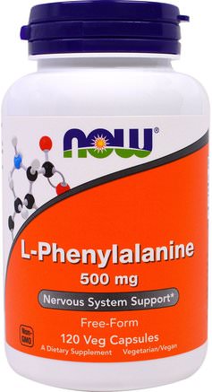 L-Phenylalanine, 500 mg, 120 Veggie Caps by Now Foods-Kosttillskott, Aminosyror, L Fenylalanin