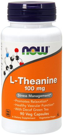 L-Theanine, 100 mg, 90 Veg Capsules by Now Foods-Kosttillskott, Aminosyror, L-Teanin