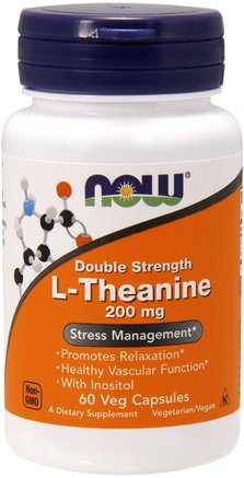 L-Theanine, Double Strength, 200 mg, 60 Veg Capsules by Now Foods-Kosttillskott, L Teanin, Nu Mat L-Theanin